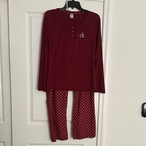 Calvin Klein Kids Maroon Pajama Set